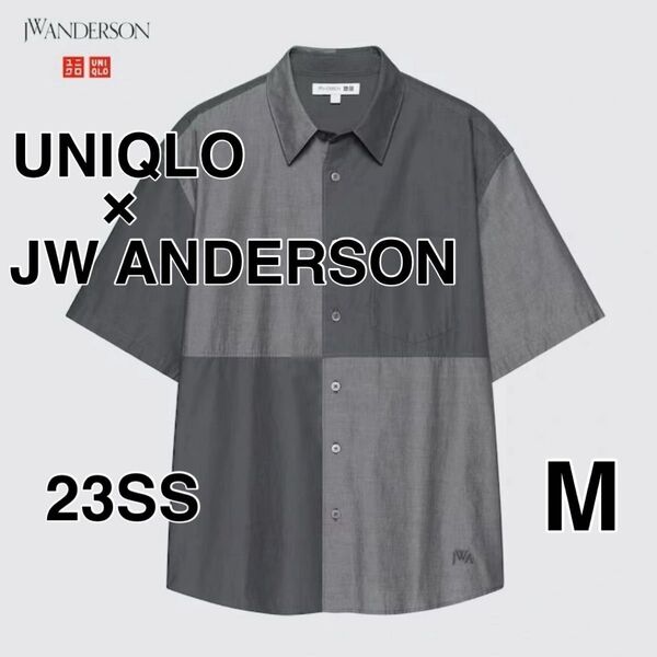 UNIQLO ユニクロ × JWA シャンブレーオーバーサイズシャツ 半袖シャツ グレー M 23春夏