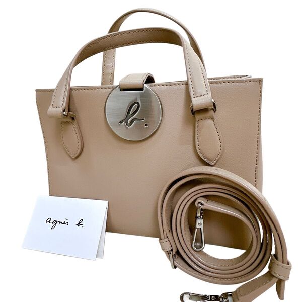 【極美品】agnes b. アニエスベー 2way ショルダーバッグ レザー メタルロゴ