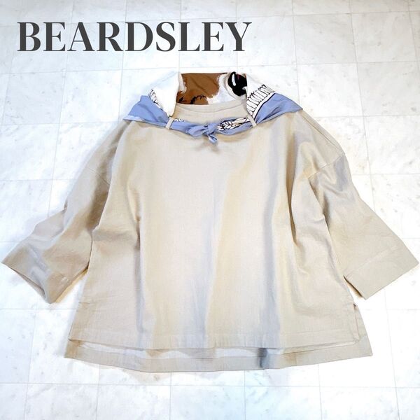 美品★ BEARDSLEY ビアズリー スカーフ付き プルオーバー ブラウス ベージュ