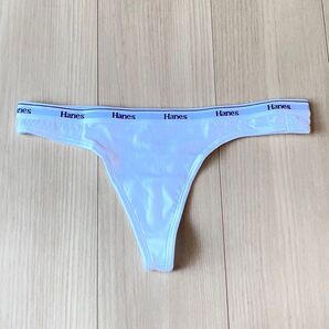 ヘインズ Hanes Tバック Thong ショーツ S ストレッチコットン ホワイト 訳あり(痛みあり)