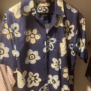 MARNI UNIQLO 半袖シャツ 花柄 ネイビー