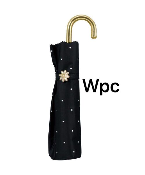 新品未使用!Wpc 折りたたみ傘 晴雨兼用 日傘 ドット 熱中症対策 大きめ黒 ブラック 花 軽量