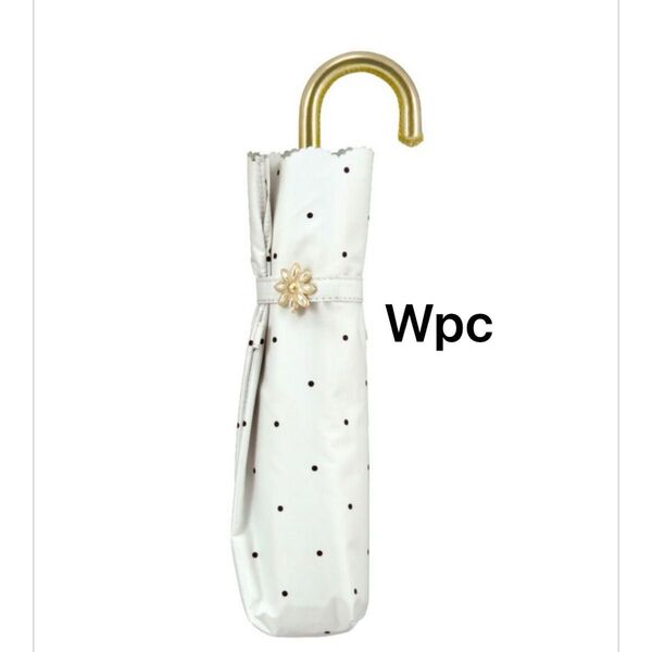 新品未使用!Wpc 折りたたみ傘 晴雨兼用 日傘 ドット 熱中症対策 大きめ黒 オフ ホワイト 花 軽量