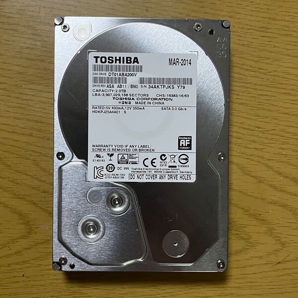 TOSHIBA SATA 3.5インチ HDD SATA DT01ABA200V 2TB