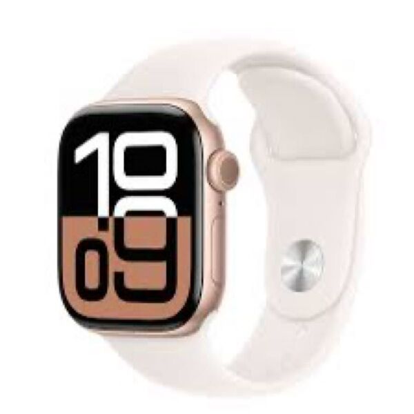 Apple Watch Series 10 GPS 42mmローズゴールドアルミニウムケースライトブラッシュスポーツバンドS/M