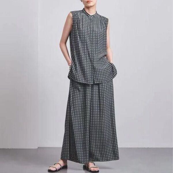 ユナイテッドアローズギャザーイージーパンツ小紋柄新品セットアップUNITED ARROWS
