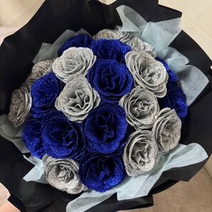 ペーパーワンホンブーケ グリッターローズ 花束 造花