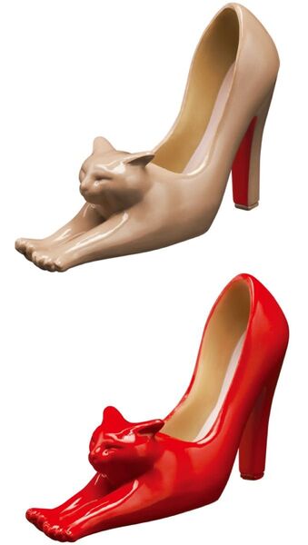 ガチャ 船橋つとむ ハイヒールキャット セットまとめて売り ベージュ 赤 靴ミニチュアフィギュア 猫 マスコット置き物 奇譚クラブ