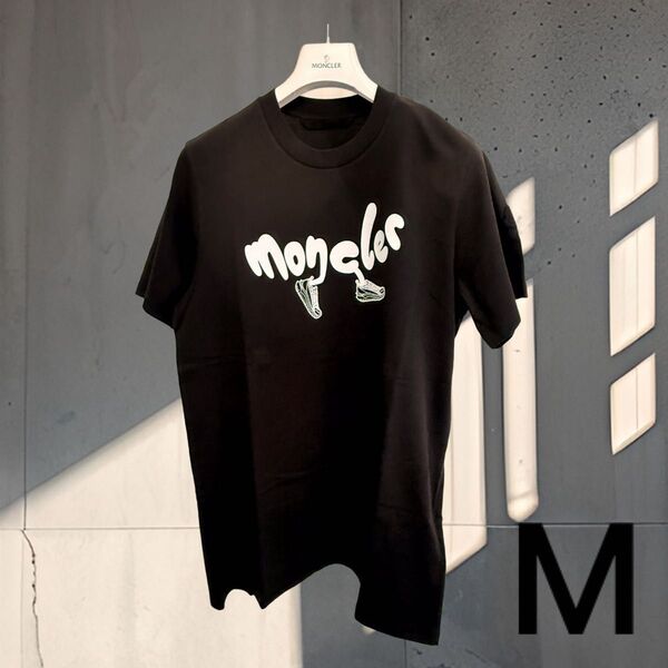 新品●MONCLER●メンズ 半袖 Tシャツ カットソー 黒 Mサイズ