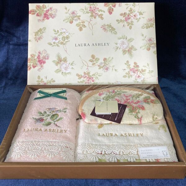 LAURA ASHLEY タオルセット フェイスタオル ゲストタオル 綿100% 未使用品 内野株式会社 ローラアシュレイ