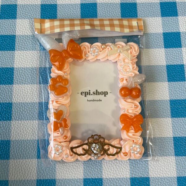 ホイップデコ トレカケースデコ 硬質ケースデコ リボン ハンドメイド うさ耳 オレンジ 量産型