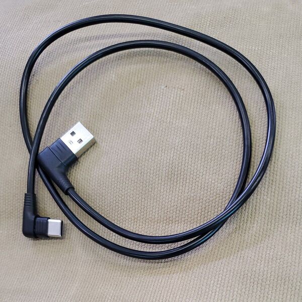 USB A to C ケーブル L字型 ブラック 中古