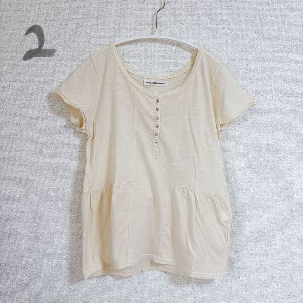 B.L.U.E. トップス カットソー 半袖Tシャツ ホワイト 白 M サイズ