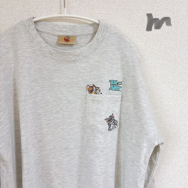 TOM&JERRY トムとジェリー 長袖 トップス Tシャツ M サイズ グレー