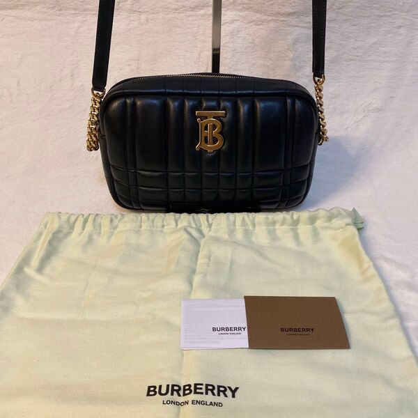 美品 BURBERRY ショルダーバッグ スモール ローラカメラバッグ レザー ゴールド金具 斜め掛け
