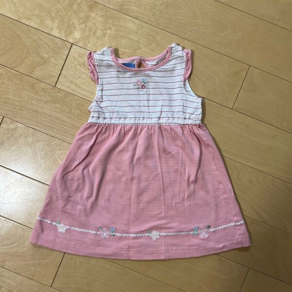 ノースリーブワンピース ピンク ボーダー 90