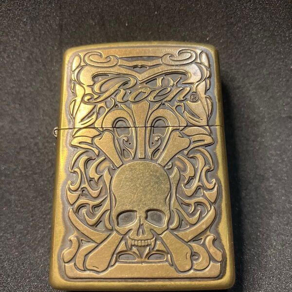 ZIPPO Roen ジッポー オイルライター ロエンスカル 真鍮プレート両面貼り 2014年製