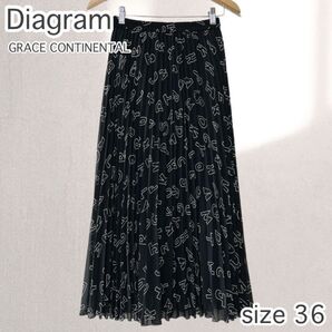 Diagram GRACE CONTINENTAL ダイアグラム ロゴプリーツスカート サイズ36 アルファベット ブラック