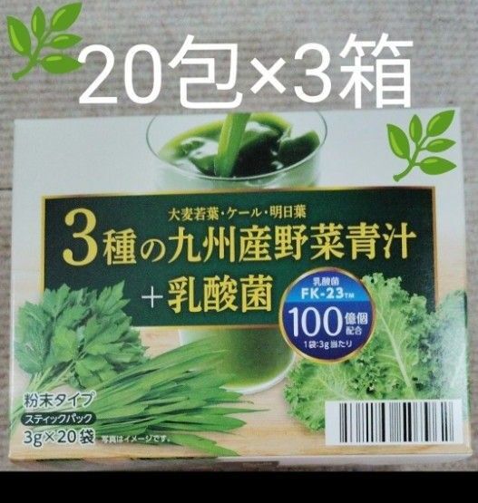 3種の九州産野菜青汁 3g×20包×3箱 +乳酸菌Fk-23