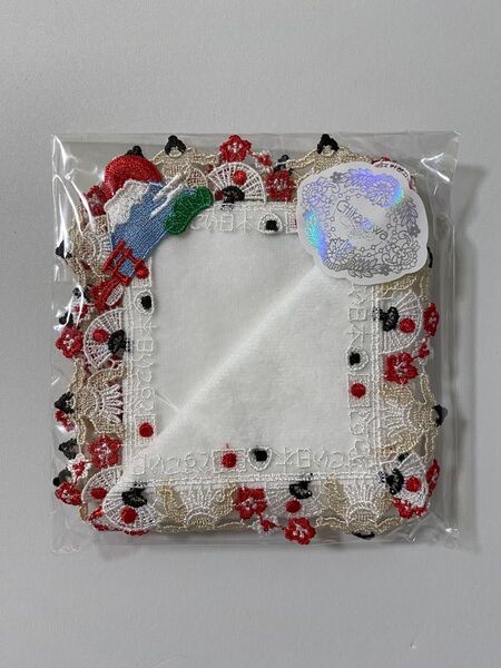 【新品】 近沢レース どすこい日本 ホワイト ハンカチ タオル 和レース 今治タオル 近沢レース店 相撲