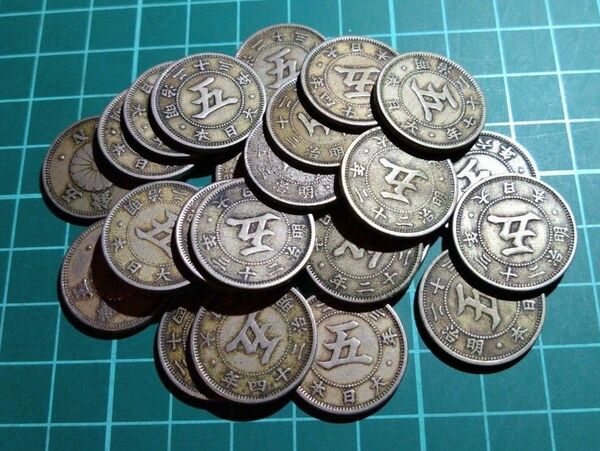 【古銭】菊五銭白銅貨25枚セット