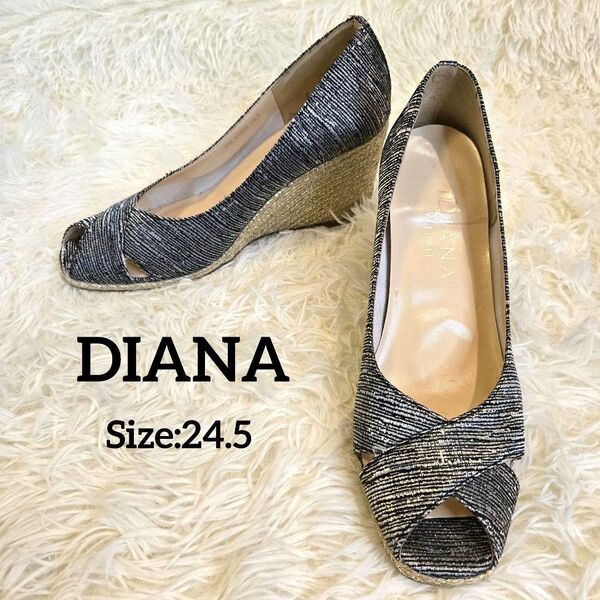 DIANA ダイアナ WELL FIT 夏 ウェッジソールパンプス 24.5cm