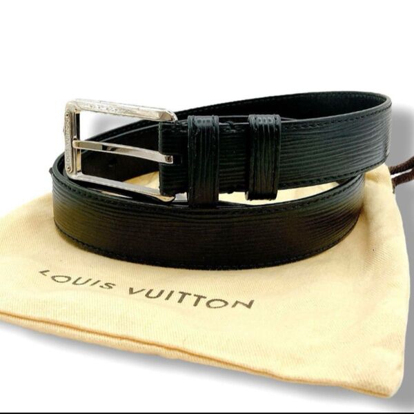 LOUIS VUITTON ルイヴィトン レザーベルト サンチュール エピ ブラック 収納袋付き メンズ 正規品 85|14