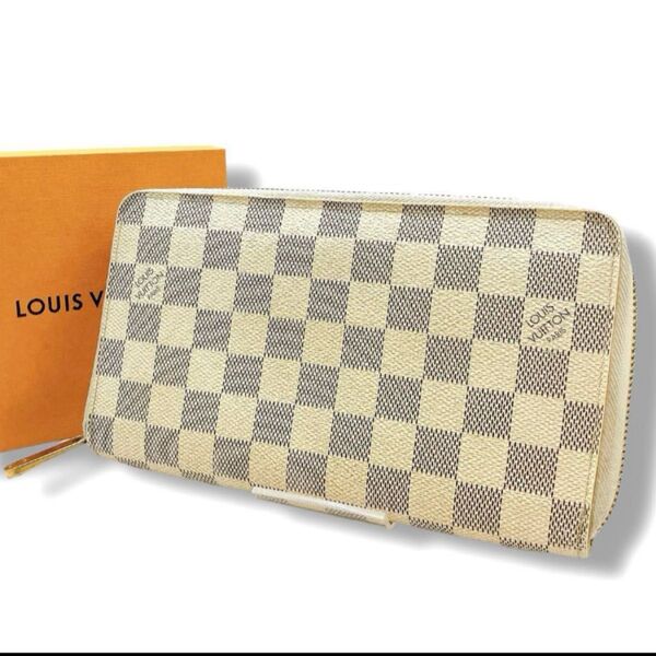 美品 LOUIS VUITTON ルイヴィトン 長財布 ジッピーオーガナイザー ダミエ アズール N60012 ラウンドファスナー