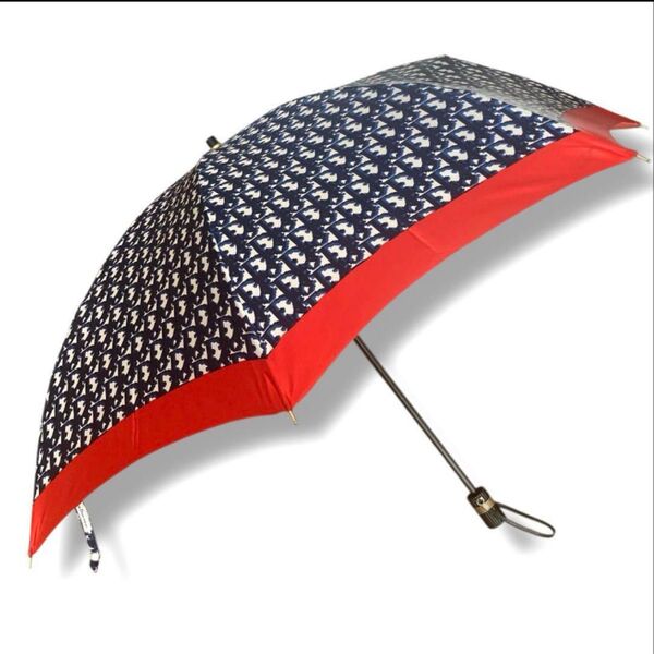 美品 Dior クリスチャンディオール 折り畳み傘 総柄 トロッター 収納袋付き 晴雨兼用 綺麗 希少 レア ロゴ刻印 コンパクト