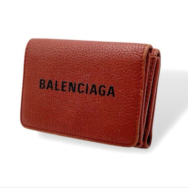 BALENCIAGA バレンシアガ エブリデイ 三つ折り財布 シボ革 コンパクト オールレザー ウォレット ロゴ刻印 正規品