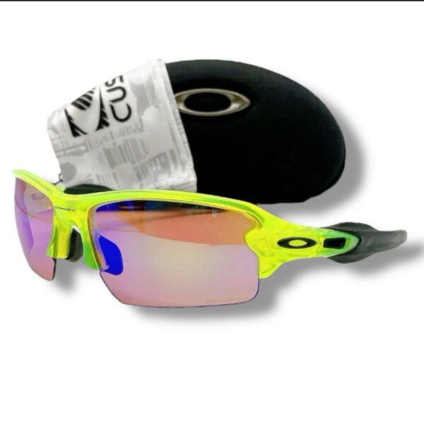 美品 OAKLEY オークリー サングラス FLAK2.0 CUSTOM PRIZM イエロー ミラーレンズ スケルトン ケース付