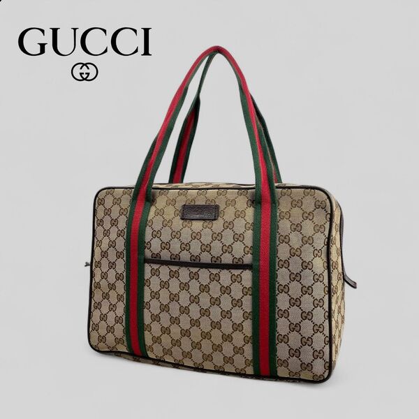 ■GUCCI グッチ■GGキャンバス シェリーライン 1泊から2泊ボストンバッグ