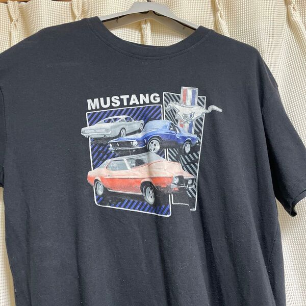 MUSTANG フォード Tシャツ 黒 Lサイズ 古着 レーシングtシャツ 企業tシャツ アメ車 スポーツカー