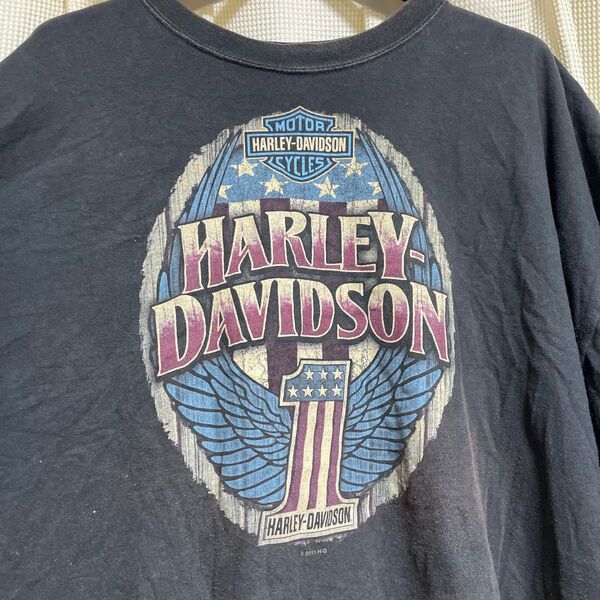 HARLEY-DAVIDSON ハーレーダビッドソン 両面プリントTシャツ ブラック 古着