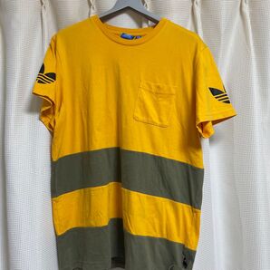 adidas originals アディダス オリジナルス ポケットTシャツ イエロー×カーキ 古着 アディダス