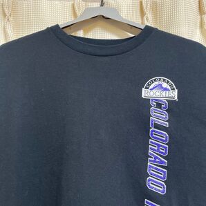 コロラドロッキーズ プリントTシャツ ブラック ベースボールtシャツ メジャーリーグ