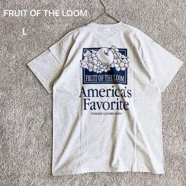 新品 FRUIT OF THE LOOM バックプリント Tシャツ L グレー 紺