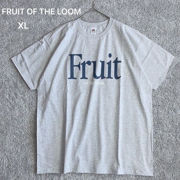新品 FRUIT OF THE LOOM Tシャツ 半袖 ロゴ プリント XL グレー