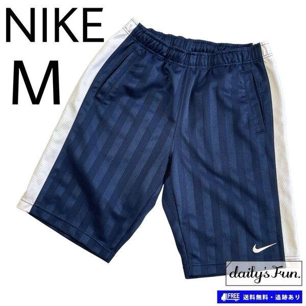 NIKE ナイキ トレーニング ハーフパンツ ワンポイント 日本製 M 紺 白