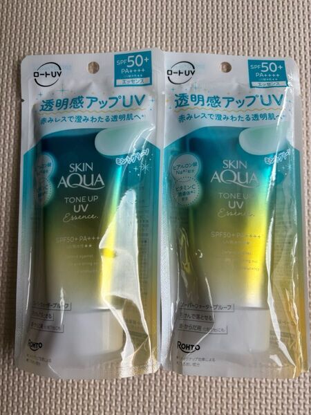 【ロート】スキンアクアトーンアップUVエッセンスミントグリーン日焼け止め80g2個セット