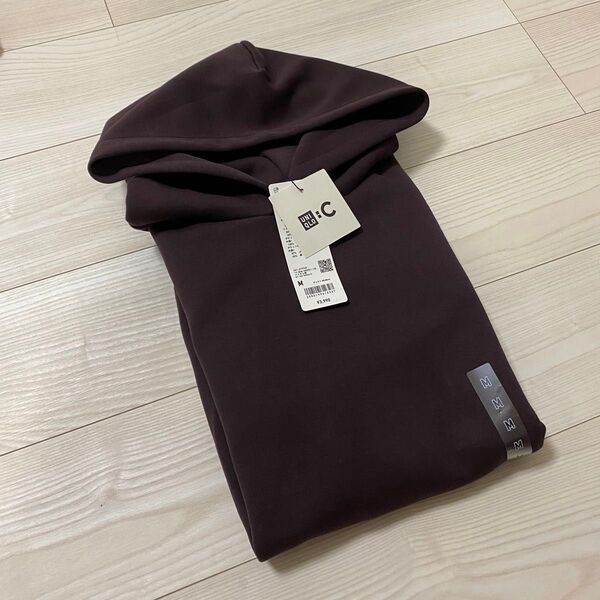 新品 UNIQLO C スウェットオーバーサイズプルパーカ ワイン M