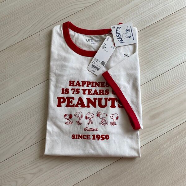 新品タグ付き UNIQLO ピーナッツ UT 赤 3XL スヌーピー クルーネック レッド 半袖 Tシャツ