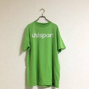 uhisport Tシャツ　サッカー　フットサル　ビックロゴ　緑　Lサイズ