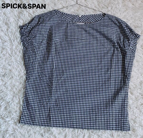 タグ付きスピックアンドスパンSPICK&SPANギンガムチェック ブラウス綿100% FREEサイズ