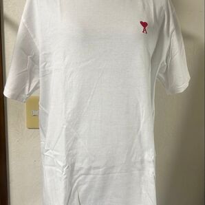 AMI PARIS アミパリス ロゴ Tシャツ 刺繍 L 白×赤 翌日発送