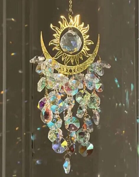 太陽と月 クリスタルサンキャッチャー クリア キラキラ プレゼン