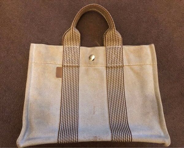 状態の悪いお品 エルメス トートPM キャンバス ベージュ HERMES ニュー フールトゥ