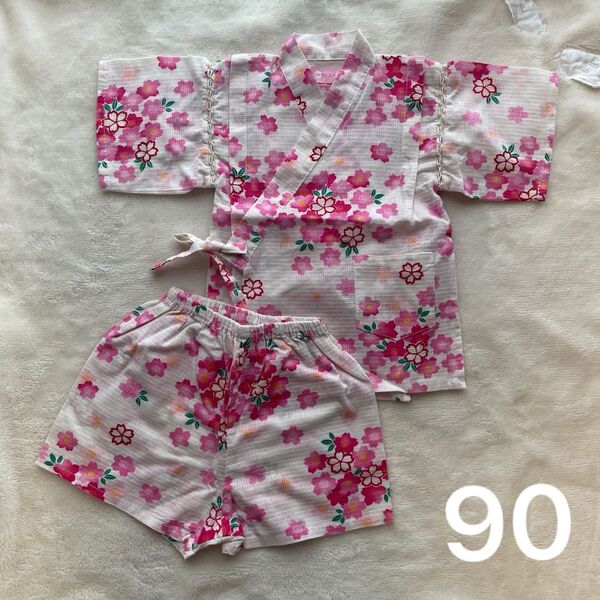 甚平 子供用甚平 90センチ 90㎝ 三越 古今 桜 日本製 夏 祭り 綿100% 女の子 女児 子供甚平 キッズ 浴衣