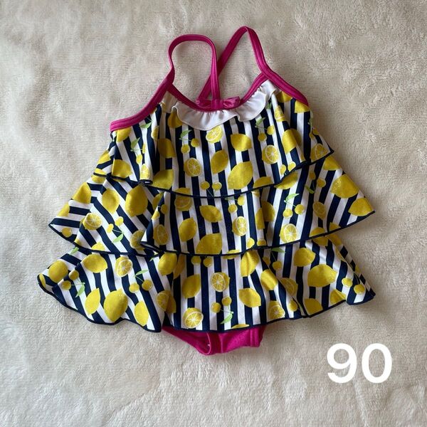 水着 プール 90センチ 90cm 女の子用水着 レモン 夏 水遊び 子供用水着 ワンピース 女の子 スイムウェア