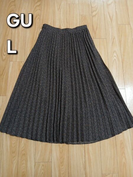 GU プリーツスカート Lサイズ ブラウン系